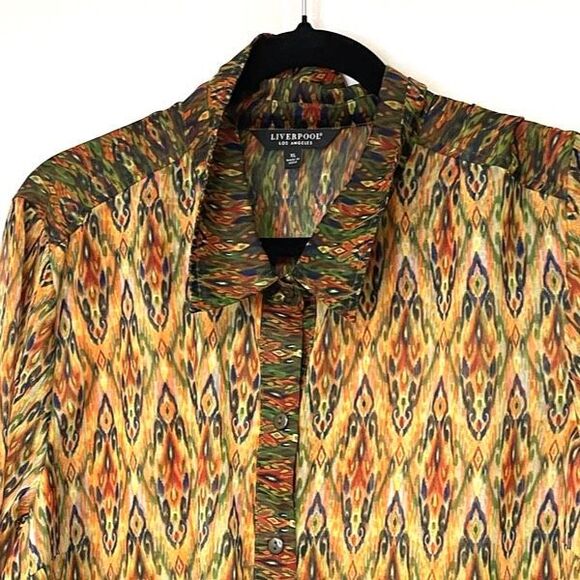 NWT LIVERPOOL Los Angeles Shirt Size XL Multicolor Button Up Long Sleeve Ikat - Picture 4 of 16